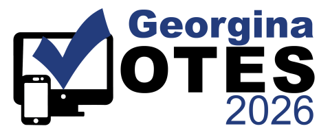 logo for Georgina Votes 2026 - computer with checkmark and Georgina Votes 2026